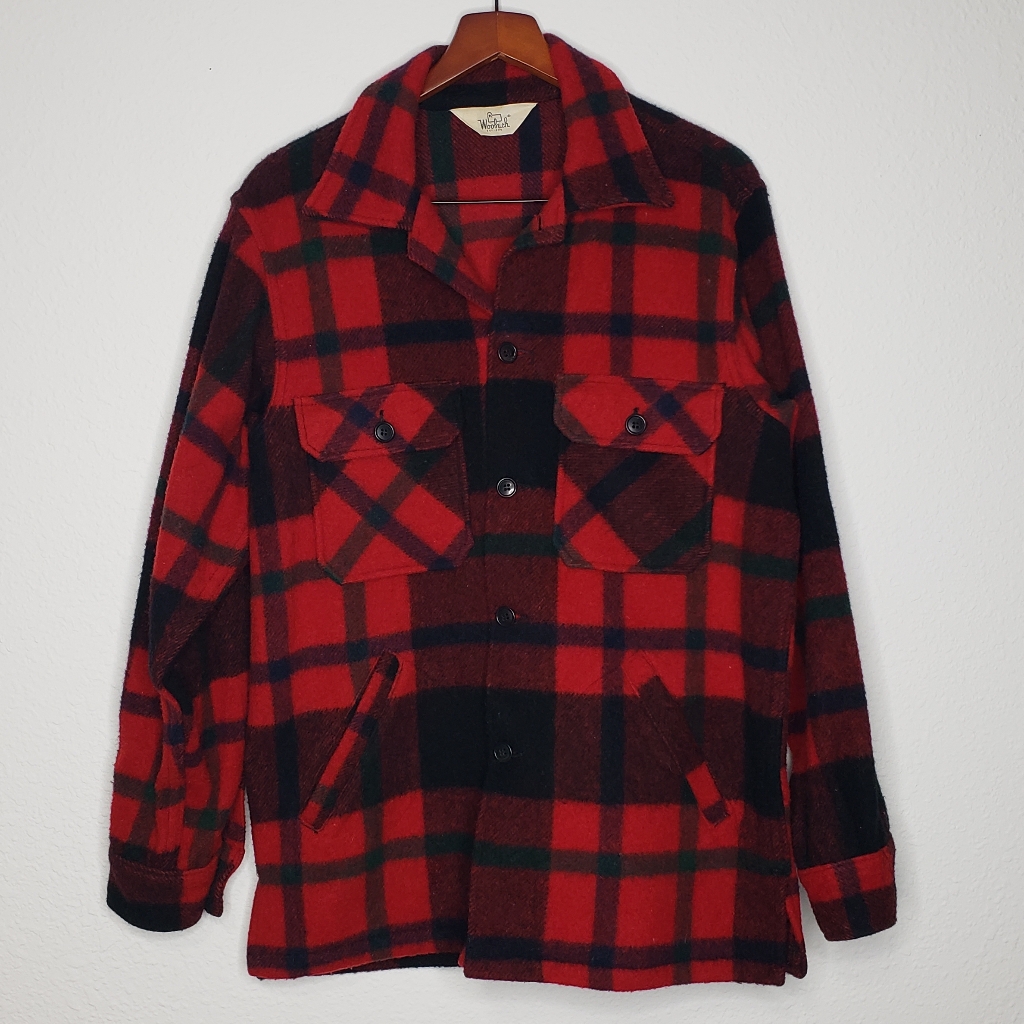 Vintage Woolrich Mackinaw Buffalo Plaid Hunting Jacket Size 42 Lumberjack Thick